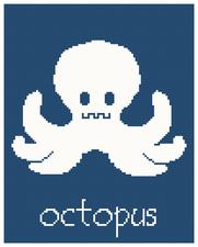 octopus cross stitch pattern, sea life