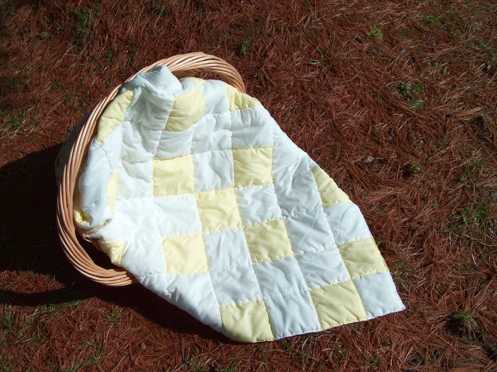 yellow nine patch baby quilt